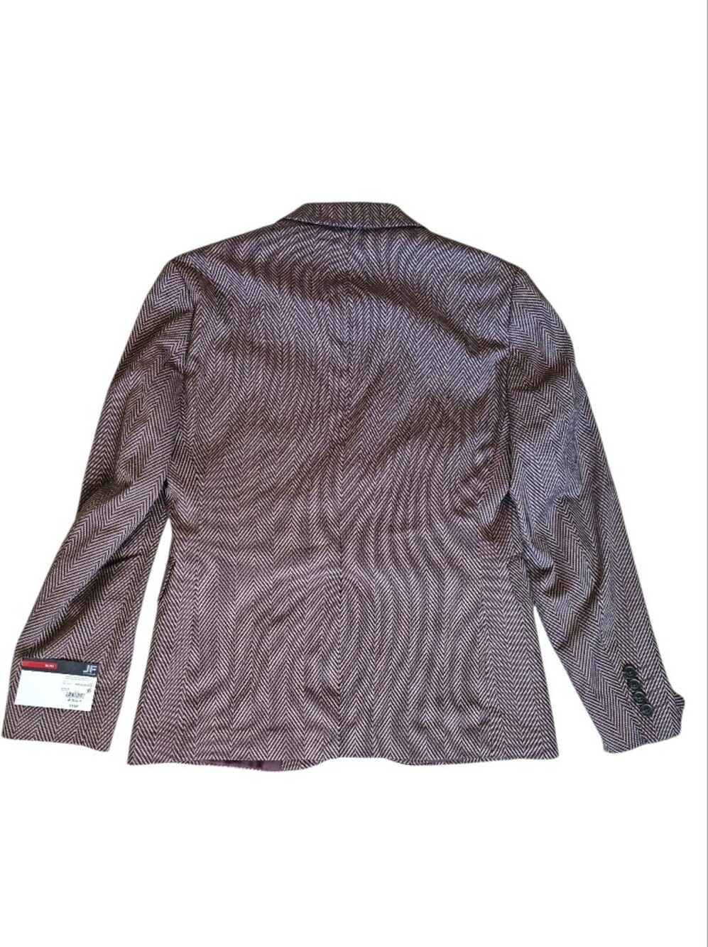 JF J.Ferrar Burgundy Herringbone Slim Fit Blazer Blazer Jacket - Size M (38/40S) - Picture 14 of 16